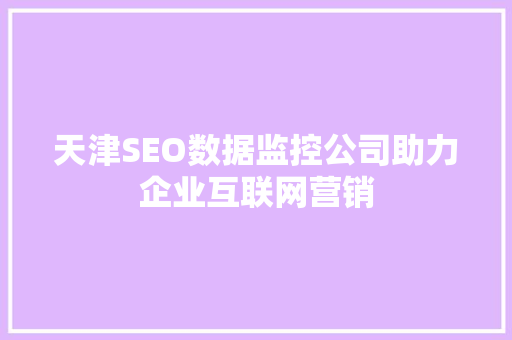 天津SEO数据监控公司助力企业互联网营销 seo技术