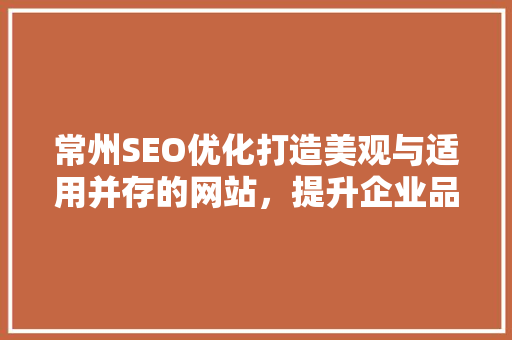 常州SEO优化打造美观与适用并存的网站，提升企业品牌形象