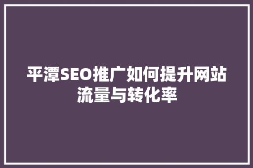平潭SEO推广如何提升网站流量与转化率