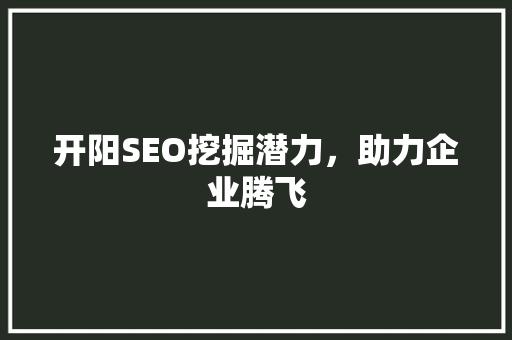 开阳SEO挖掘潜力，助力企业腾飞