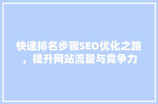快速排名步骤SEO优化之路，提升网站流量与竞争力