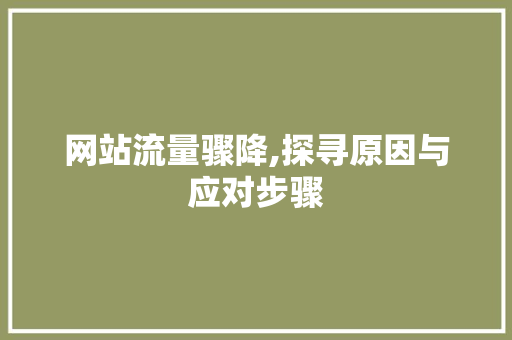 网站流量骤降,探寻原因与应对步骤 网站流量骤降,探寻原因与应对步骤 小程序开发