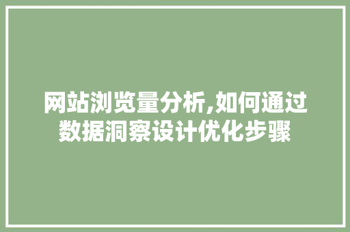 网站浏览量分析,如何通过数据洞察设计优化步骤 网站浏览量分析,如何通过数据洞察设计优化步骤 seo技术