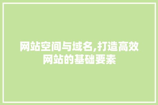 网站空间与域名,打造高效网站的基础要素