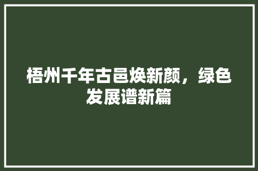 梧州千年古邑焕新颜，绿色发展谱新篇