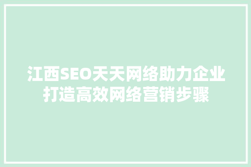 江西SEO天天网络助力企业打造高效网络营销步骤