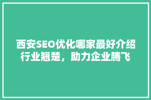 西安SEO优化哪家最好介绍行业翘楚，助力企业腾飞