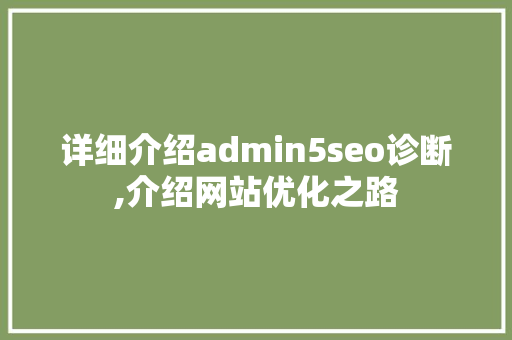 详细介绍admin5seo诊断,介绍网站优化之路