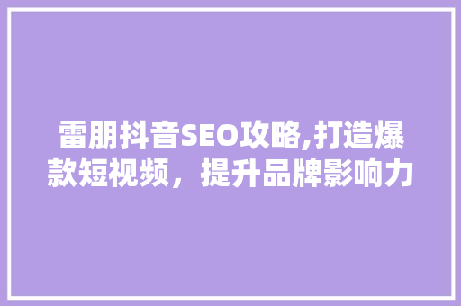 雷朋抖音SEO攻略,打造爆款短视频，提升品牌影响力 百度算法