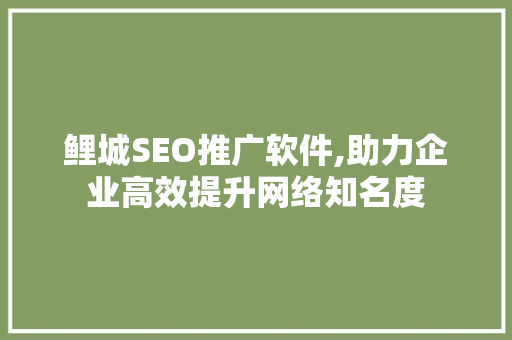 鲤城SEO推广软件,助力企业高效提升网络知名度