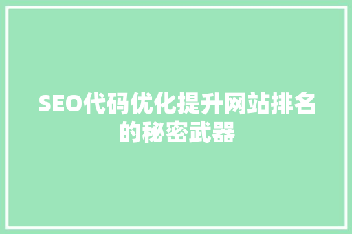 SEO代码优化提升网站排名的秘密武器 360搜优化
