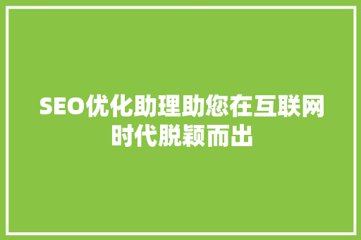 SEO优化助理助您在互联网时代脱颖而出 头条优化