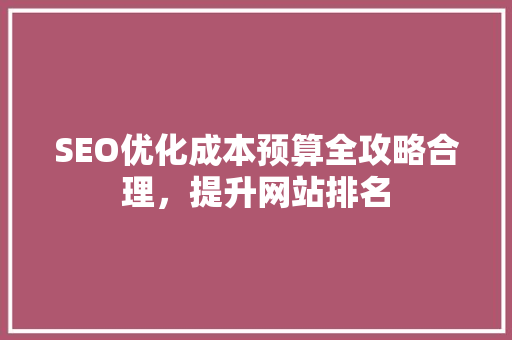 SEO优化成本预算全攻略合理，提升网站排名 英文谷歌算法
