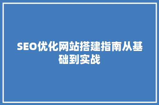 SEO优化网站搭建指南从基础到实战