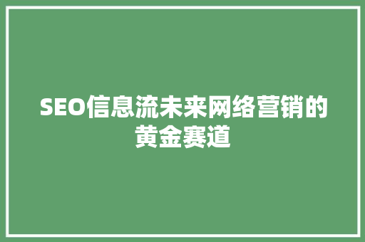 SEO信息流未来网络营销的黄金赛道