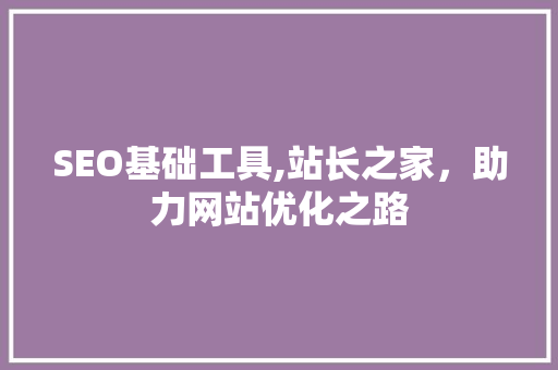 SEO基础工具,站长之家，助力网站优化之路