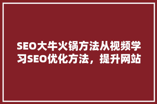 SEO大牛火锅方法从视频学习SEO优化方法，提升网站流量