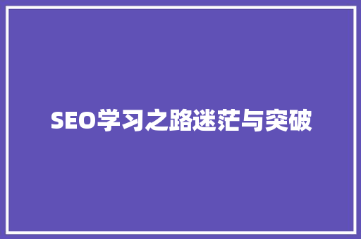 SEO学习之路迷茫与突破 百度算法