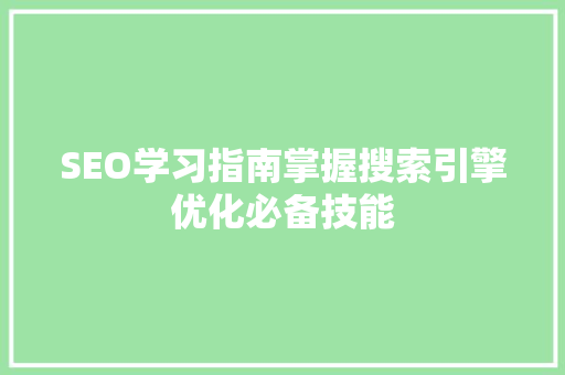 SEO学习指南掌握搜索引擎优化必备技能