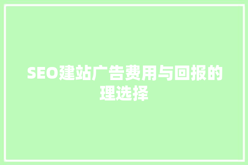 SEO建站广告费用与回报的理选择 网站优化