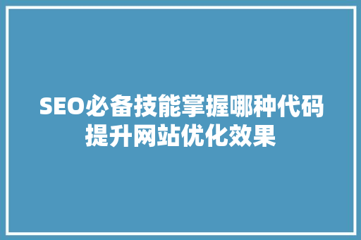 SEO必备技能掌握哪种代码提升网站优化效果