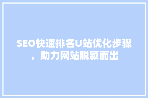 SEO快速排名U站优化步骤，助力网站脱颖而出 seo技术