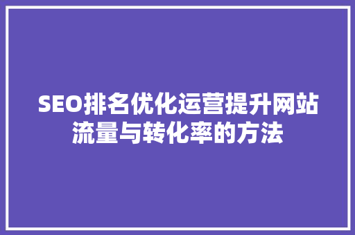 SEO排名优化运营提升网站流量与转化率的方法