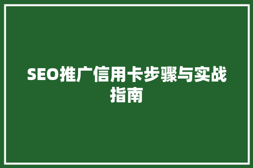 SEO推广信用卡步骤与实战指南