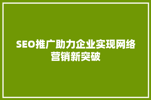 SEO推广助力企业实现网络营销新突破