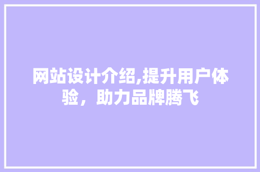 网站设计介绍,提升用户体验，助力品牌腾飞 网站设计介绍,提升用户体验，助力品牌腾飞 AI技术学习
