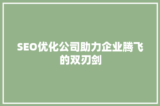 SEO优化公司助力企业腾飞的双刃剑 百度算法