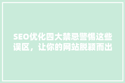SEO优化四大禁忌警惕这些误区，让你的网站脱颖而出