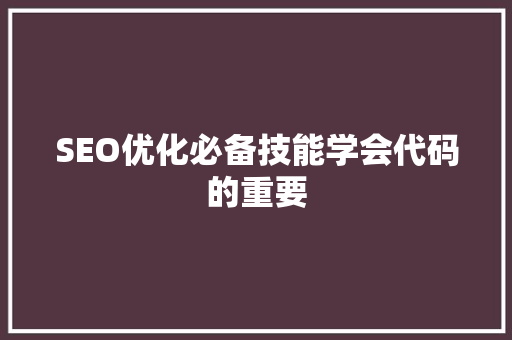 SEO优化必备技能学会代码的重要