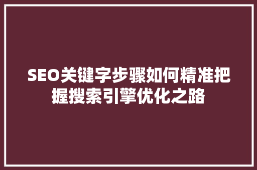 SEO关键字步骤如何精准把握搜索引擎优化之路