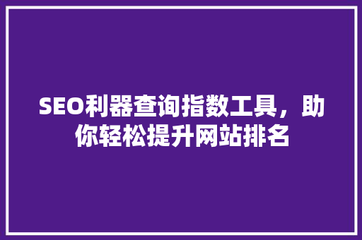 SEO利器查询指数工具，助你轻松提升网站排名