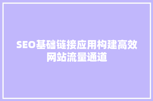 SEO基础链接应用构建高效网站流量通道