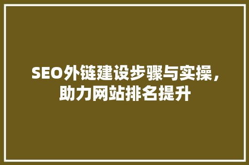 SEO外链建设步骤与实操，助力网站排名提升