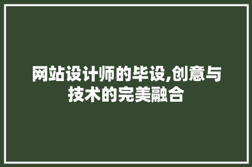 网站设计师的毕设,创意与技术的完美融合 网站设计师的毕设,创意与技术的完美融合 头条优化
