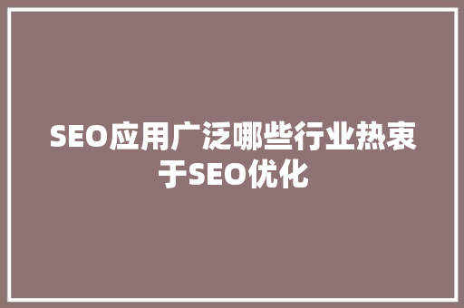 SEO应用广泛哪些行业热衷于SEO优化