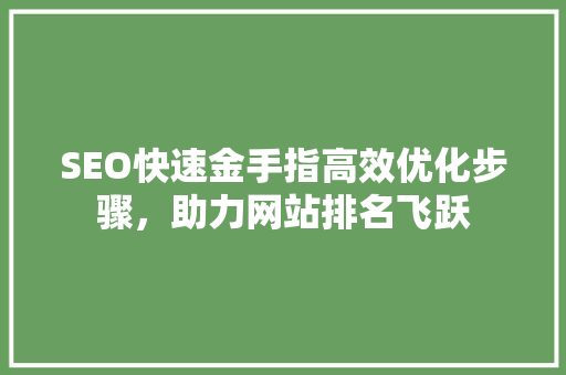 SEO快速金手指高效优化步骤，助力网站排名飞跃