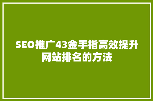 SEO推广43金手指高效提升网站排名的方法