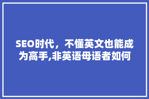 SEO时代，不懂英文也能成为高手,非英语母语者如何掌握SEO方法