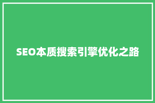SEO本质搜索引擎优化之路