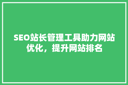 SEO站长管理工具助力网站优化，提升网站排名 小程序开发