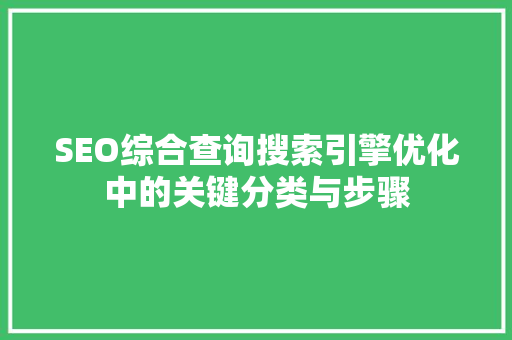 SEO综合查询搜索引擎优化中的关键分类与步骤