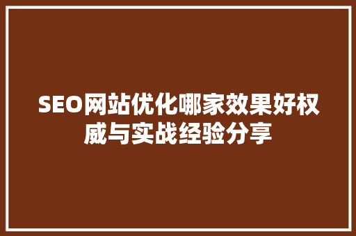 SEO网站优化哪家效果好权威与实战经验分享