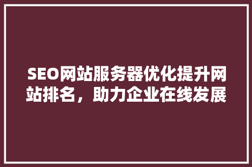 SEO网站服务器优化提升网站排名，助力企业在线发展 小程序开发