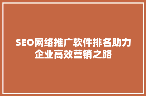 SEO网络推广软件排名助力企业高效营销之路