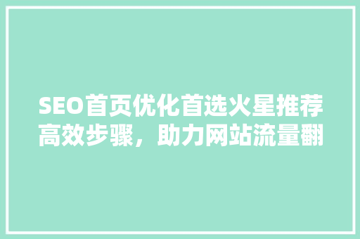 SEO首页优化首选火星推荐高效步骤，助力网站流量翻倍 网站优化