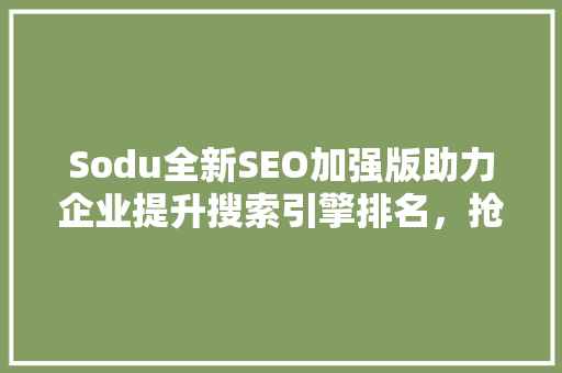Sodu全新SEO加强版助力企业提升搜索引擎排名，抢占市场先机